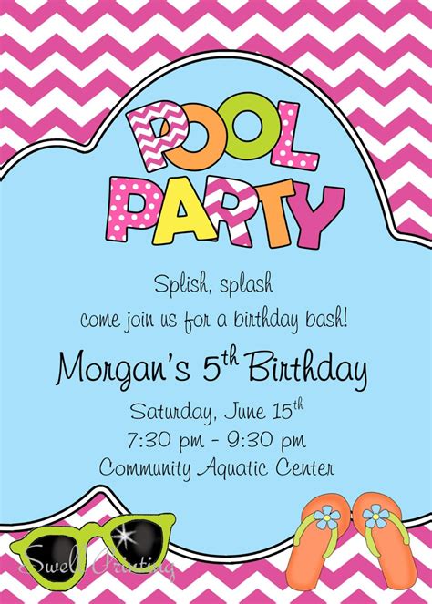 etsy pool party invitations|printable pool party invitation.